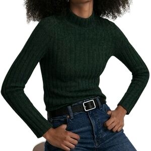 Madewell Alpaca Ribbed Sweater Womens Medium Forest Green Lightweight Minimalist